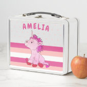 Roze Unicorn Stripes Polka Dot Girl (In situ)