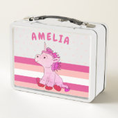 Roze Unicorn Stripes Polka Dot Girl (Achterkant)