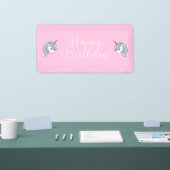 Roze Unicorn Thema Birthday Party Banner (Beurs)