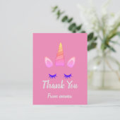 Roze Unicorn Theme Birthday Briefkaart (Staand voorkant)