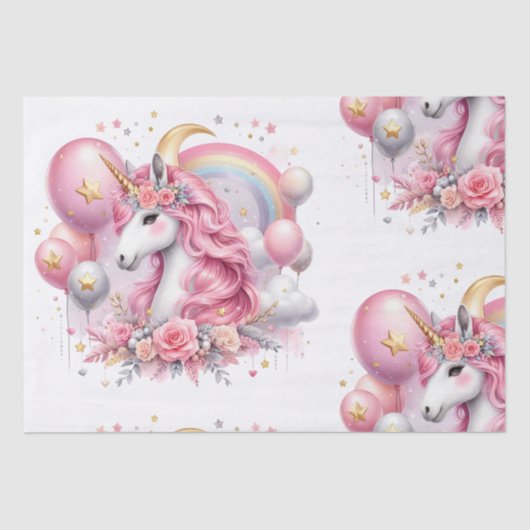 Roze Unicorn Tissuepapier (Voorkant)