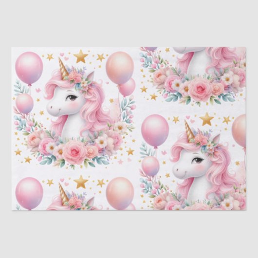 Roze Unicorn Tissuepapier (Voorkant)