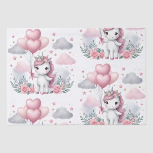 Roze Unicorn Tissuepapier (Voorkant)