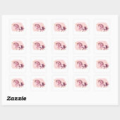 roze unicorn vierkante sticker (Vel)