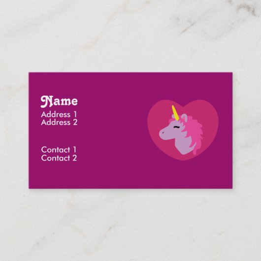 Roze Unicorn Visitekaartjes (Voorkant)