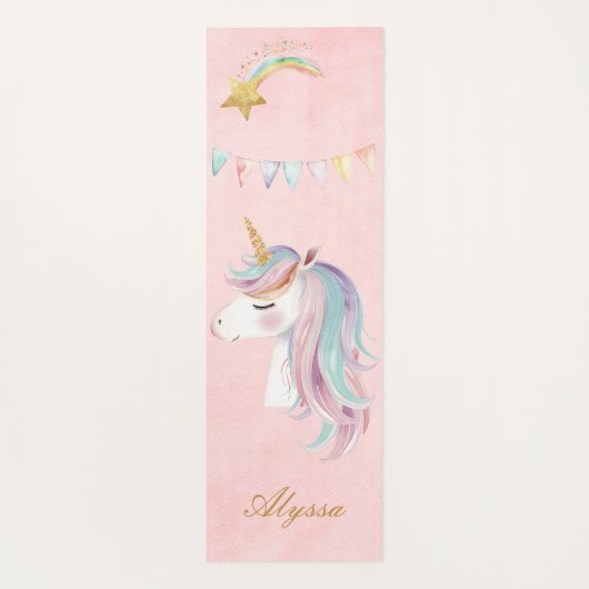 Roze Unicorn Yogamat (Achterkant)