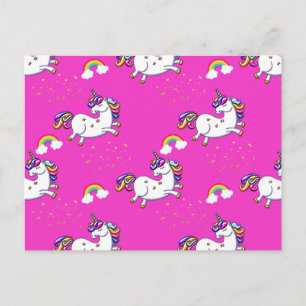 Roze Unicorns Gold Stars en regenboog Briefkaart
