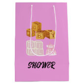 Roze Unieke Baby Meisje Dice Baby shower Gift Bag Medium Cadeauzakje (Achterkant)