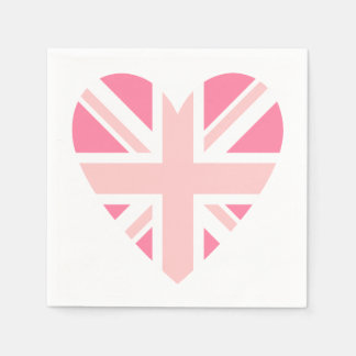 Roze Union Jack/Flag Hart Servetten