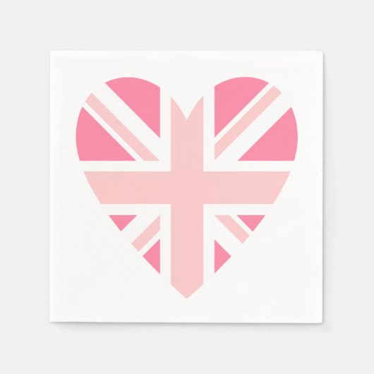 Roze Union Jack/Flag Hart Servetten (Voorkant)