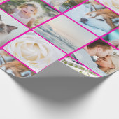 Roze uw foto aangepaste raster collage cadeaupapier (Hoek)