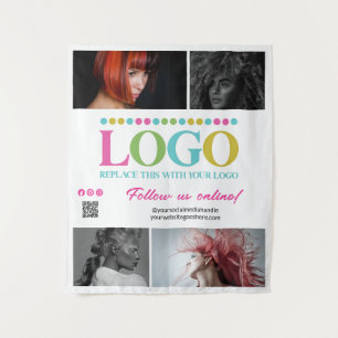 Roze uw Logo Foto's QR Code Social Media Promo Wandkleed