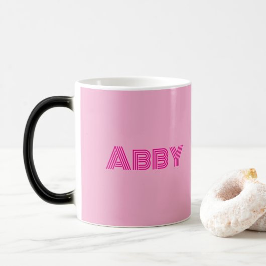 Roze Uw Tekst Morphing Mok (Met donut)