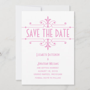 Roze v2 Fancy Sierlijke Save the Date Uitnodiging