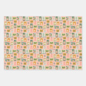 Roze Vakantie Postzegels, Kerststad, Bogen Inpakpapier Vel (Voorkant)