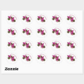 Roze val bladeren ronde sticker (Vel)