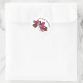 Roze val bladeren ronde sticker (Tas)