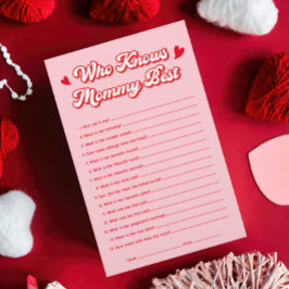 Roze Valentijn Baby shower spel Wie kent mama
