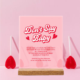 Roze Valentijn Baby shower Zeg geen Baby Spel Acryl Bord