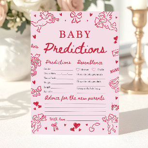 Roze Valentijn Baby Voorspellingen Baby Shower Spe Kaart