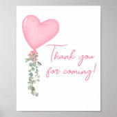 Roze Valentijn Balloon Bedankt voor het komen Poster (Voorkant)