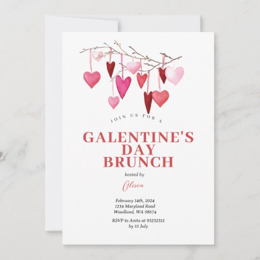 Roze Valentijn Brunch Dag Vriendschapsuitnodiging  Kaart (Voorkant)