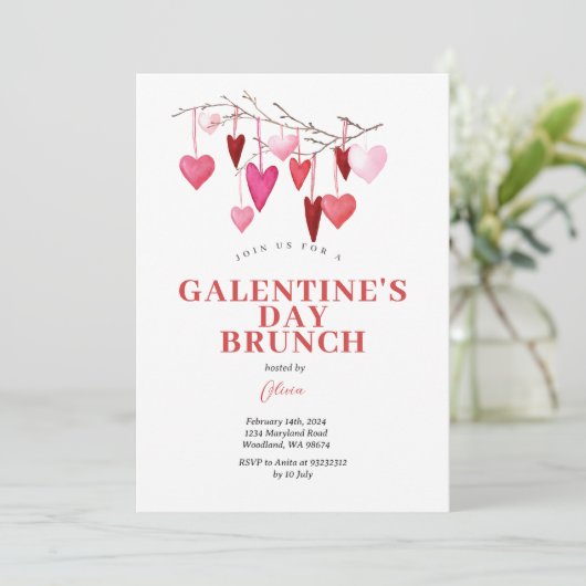 Roze Valentijn Brunch Dag Vriendschapsuitnodiging Kaart (Staand voorkant)