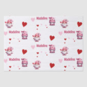 Roze Valentijn Gnomen Gepersonaliseerd Tissuepapier (Voorkant)