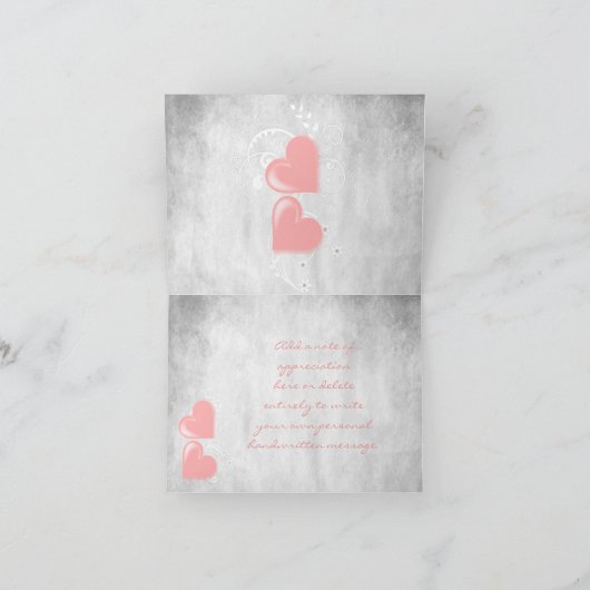 Roze Valentijn Hartelijk dank Kaart (Binnen)