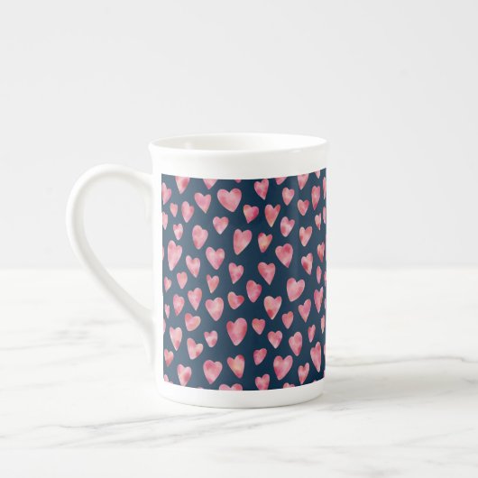 Roze Valentijn Heart Bone China Mok (Links)