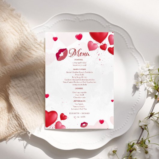 Roze Valentijn Kus de Bruidsfeest feest Menu