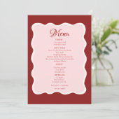 Roze Valentijn Kus de Bruidsfeest feestje Menu (Staand voorkant)