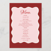 Roze Valentijn Kus de Bruidsfeest feestje Menu (Voorkant)