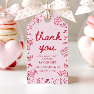 Roze Valentijn Liefde is in de Lucht Bruidsfeest Cadeaulabel