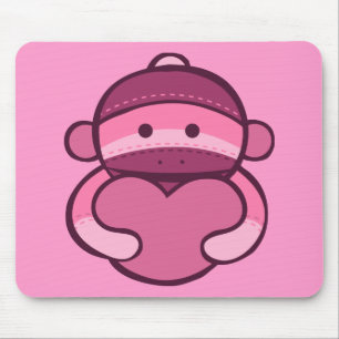 Roze Valentijn Sock Monkey Merchandise Muismat
