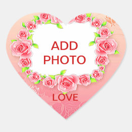 Roze Valentijn Voeg je foto toe Hart Sticker