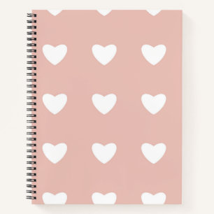 Roze Valentijn White Heart naadloze Pattern Gift Notitieboek