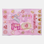 Roze valentijnen van de waterverf Keukenhanddoeken (Horizontaal)