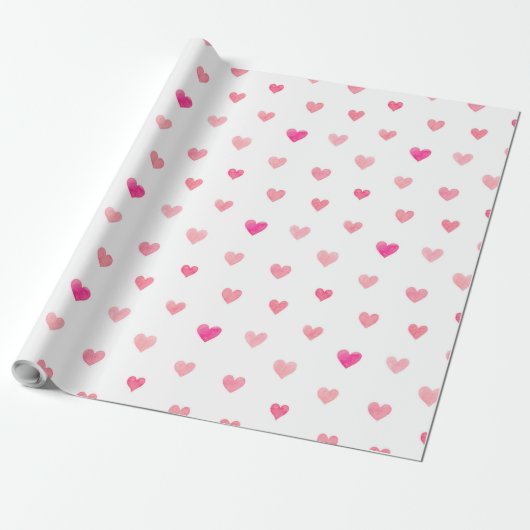 Roze Valentijns harten patroon Cadeaupapier (Uitgerold)