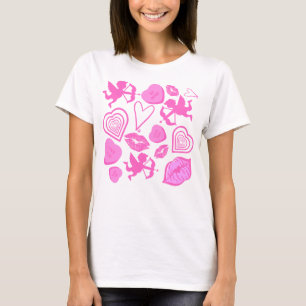 Roze Valentijns patroon T-shirt