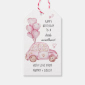 Roze Valentijns  Thema Hartballonnen en Auto Cadeaulabel (Voorkant)