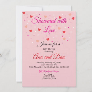 Roze Valentijnsdag baby shower uitnodigingen