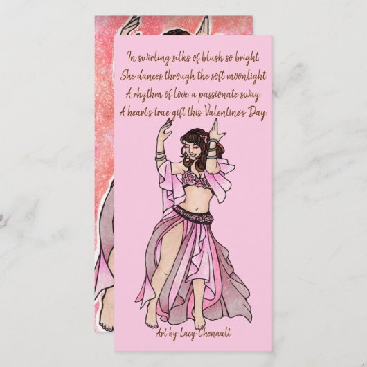 Roze Valentijnsdag Buikdanser Feestdagenkaart (Voorkant / Achterkant)