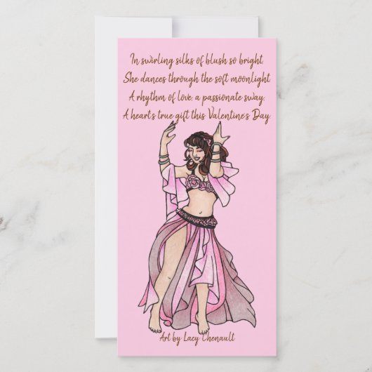 Roze Valentijnsdag Buikdanser Feestdagenkaart (Voorkant)