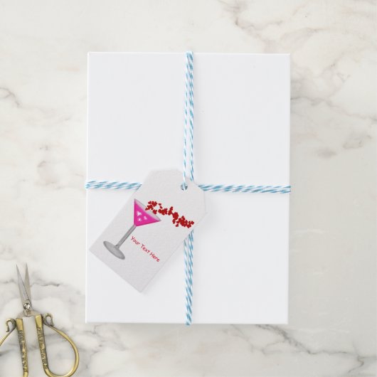 Roze Valentijnsdag Cocktail Custom Party Favor Cadeaulabel (Met Touw)