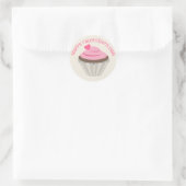 Roze Valentijnsdag Cupcake Sticker (Tas)