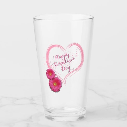 Roze Valentijnsdag hartbloemen Glas (Voorkant)