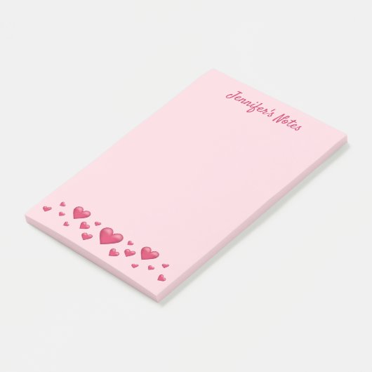 Roze Valentijnsdag Harten en aangepaste tekst Post-it® Notes (Schuin)