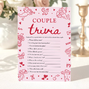 Roze Valentijnsdag Koppel Trivia Bruidsfeest Spel Kaart