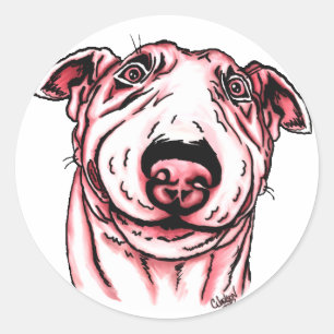 Roze Valentijnsdag van het hart Bull Terrier Ronde Sticker
